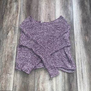 PINK Cranberry Off the Shoulder Cropped Sweater